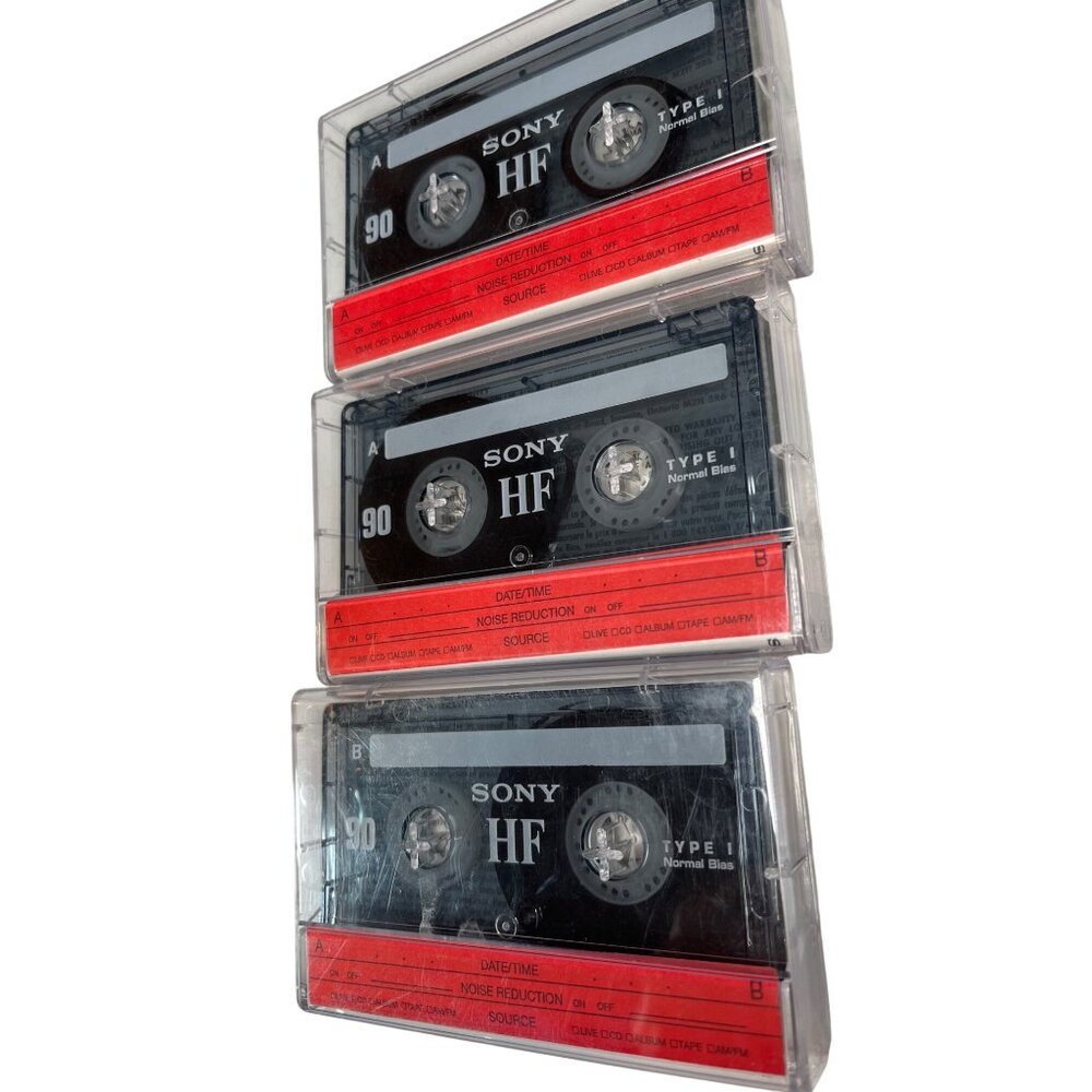 3 Sony HF 90 Minute Blank Audio Cassette Tapes Normal Bias Type I For Recording